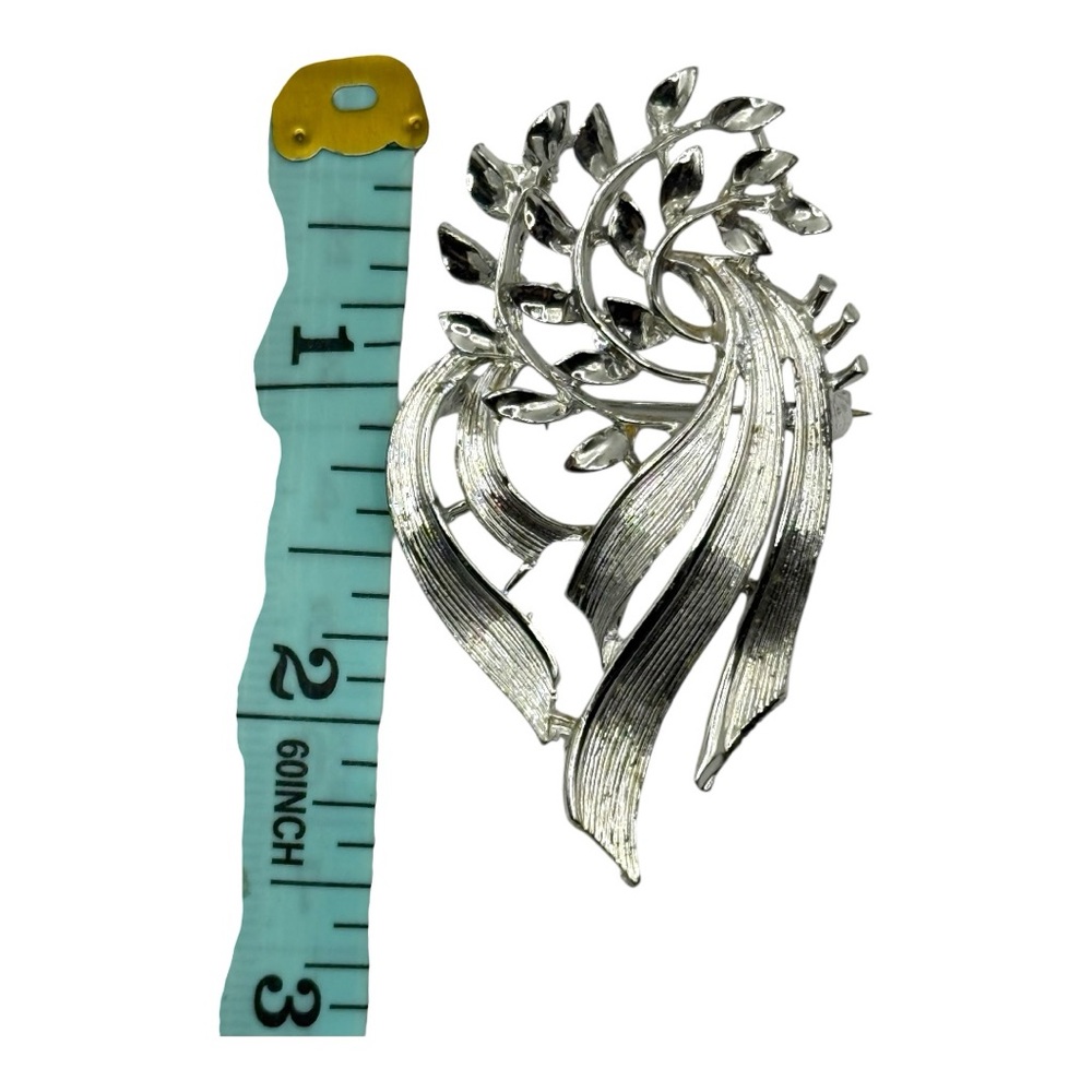 Source Unknown Silver Leaf Brooch - image 2